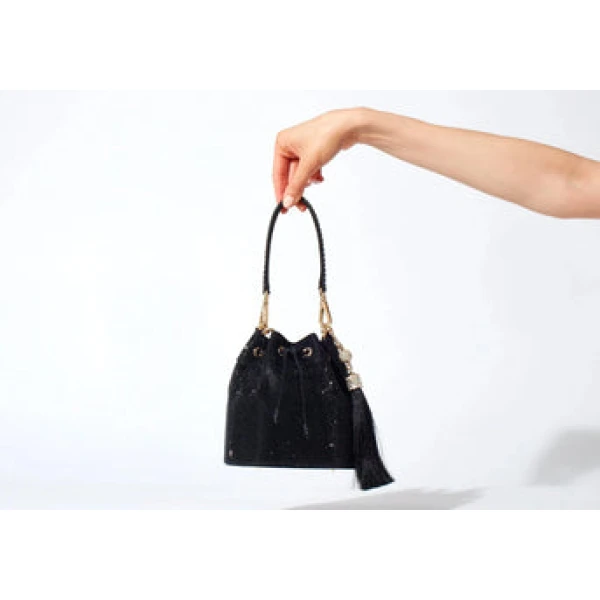 Judith Leiber Piper Bucket Black - Judith Leiber Crystal Clutch - Luxury Evening Bag - Shop at Luxury Shoes 
