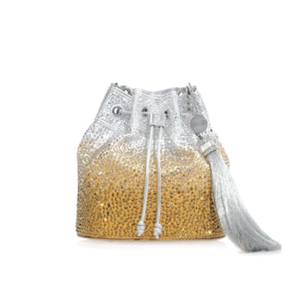Judith Leiber Piper Bucket Caviar Gradient Golden - Judith Leiber Crystal Clutch - Luxury Evening Bag - Shop at Luxury Shoes 