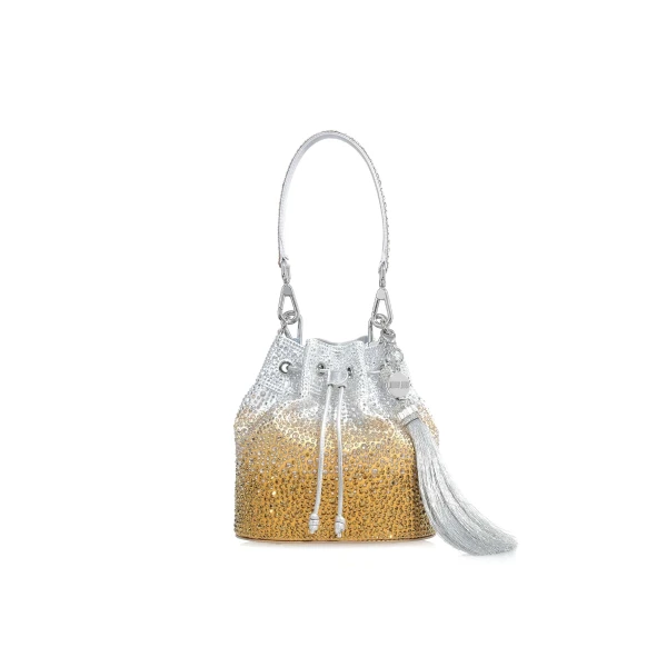 Judith Leiber Piper Bucket Caviar Gradient Golden - Judith Leiber Crystal Clutch - Luxury Evening Bag - Shop at Luxury Shoes 