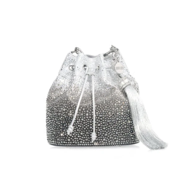Judith Leiber Piper Bucket Caviar Gradient Platinum - Judith Leiber Crystal Clutch - Luxury Evening Bag - Shop at Luxury Shoes 