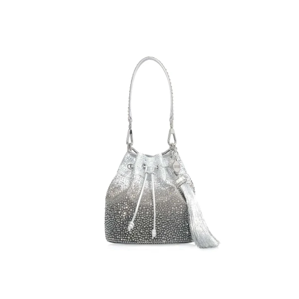 Judith Leiber Piper Bucket Caviar Gradient Platinum - Judith Leiber Crystal Clutch - Luxury Evening Bag - Shop at Luxury Shoes 