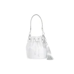 Judith Leiber Piper Bucket Silver Drawstring Bag - Judith Leiber Crystal Clutch - Luxury Evening Bag - Shop at Luxury Shoes 
