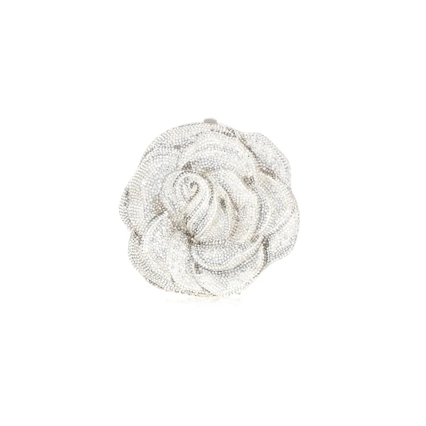 Judith Leiber Rose Desiree Silver Clutch - Judith Leiber Crystal Clutch - Luxury Evening Bag - Shop at Luxury Shoes 