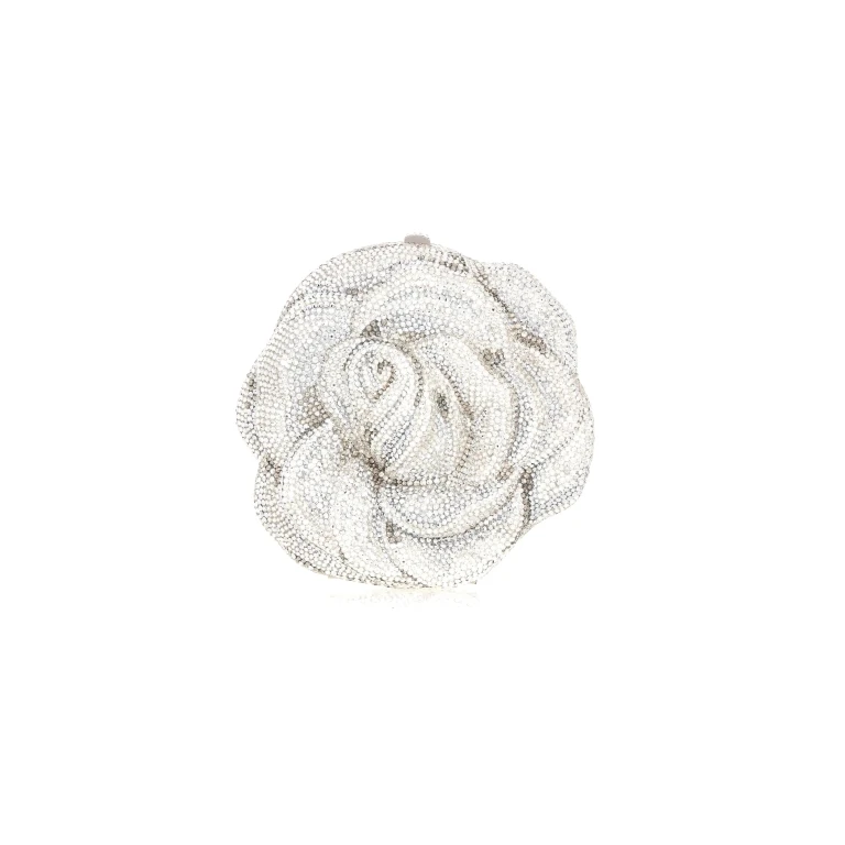 Judith Leiber Rose Desiree Silver Clutch - Judith Leiber Crystal Clutch - Luxury Evening Bag - Shop at Luxury Shoes 