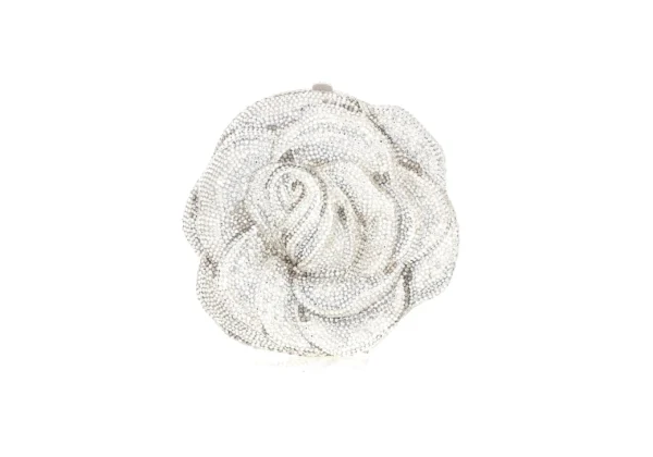 Judith Leiber Rose Desiree Silver Clutch - Judith Leiber Crystal Clutch - Luxury Evening Bag - Shop at Luxury Shoes 