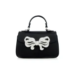 Judith Leiber Satin Bow Top Handle Black - Judith Leiber Crystal Clutch - Luxury Evening Bag - Shop at Luxury Shoes 