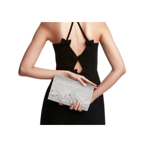 Judith Leiber Serpent Fizzoni Silver - Judith Leiber Crystal Clutch - Luxury Evening Bag - Shop at Luxury Shoes 