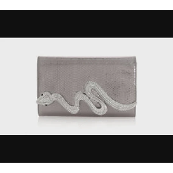 Judith Leiber Serpent Fizzoni Vegan Leather Gunmetal - Judith Leiber Crystal Clutch - Luxury Evening Bag - Shop at Luxury Shoes 