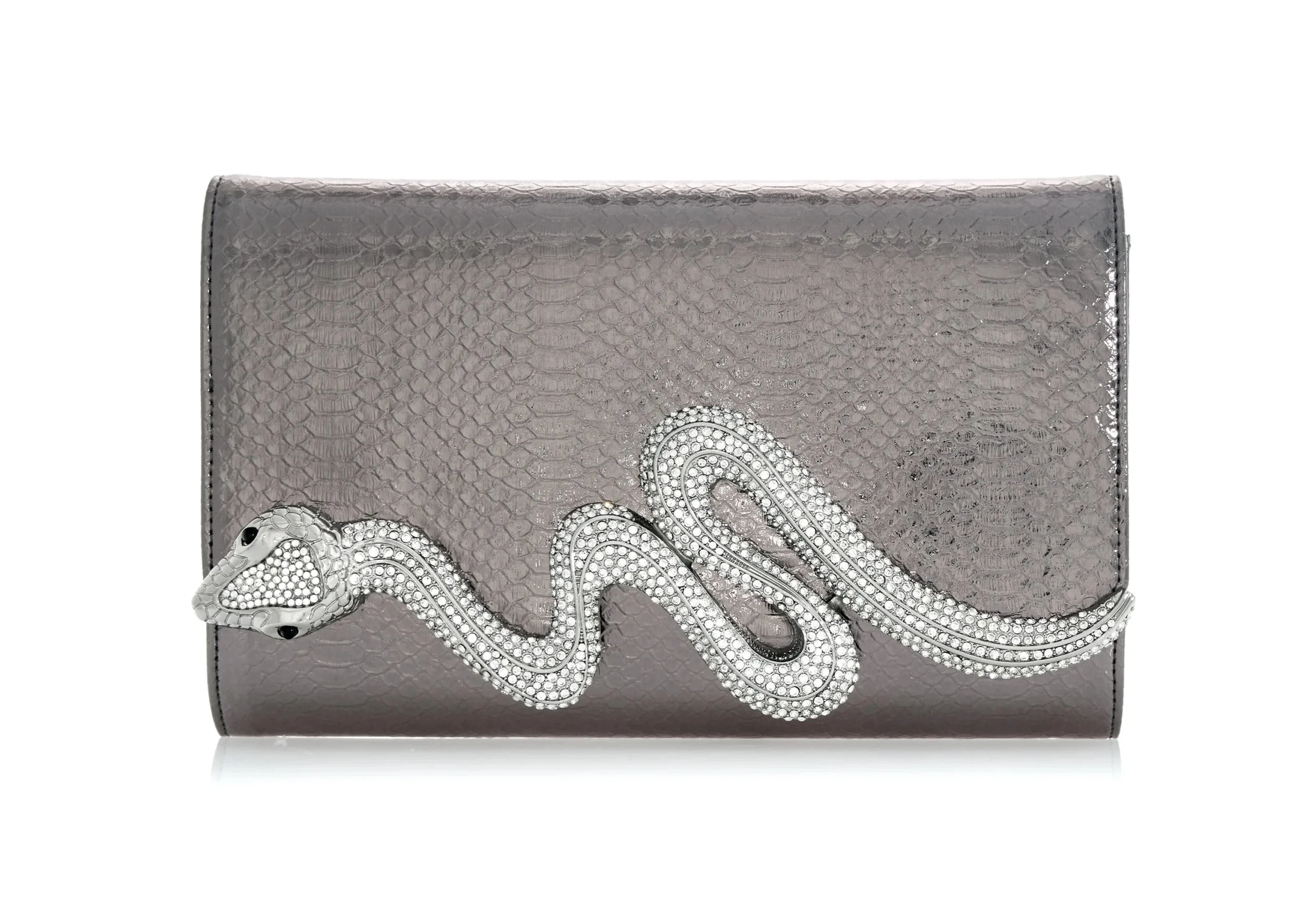 Judith Leiber Serpent Fizzoni Vegan Leather Gunmetal - Judith Leiber Crystal Clutch - Luxury Evening Bag - Shop at Luxury Shoes Judith Leiber Serpent Fizzoni Vegan Leather Gunmetal - Judith Leiber Crystal Clutch - Luxury Evening Bag - Shop at Luxury Shoes
