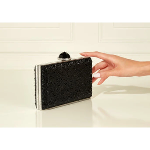 Judith Leiber Skylar Crystal Caviar Black - Judith Leiber Crystal Clutch - Luxury Evening Bag - Shop at Luxury Shoes 