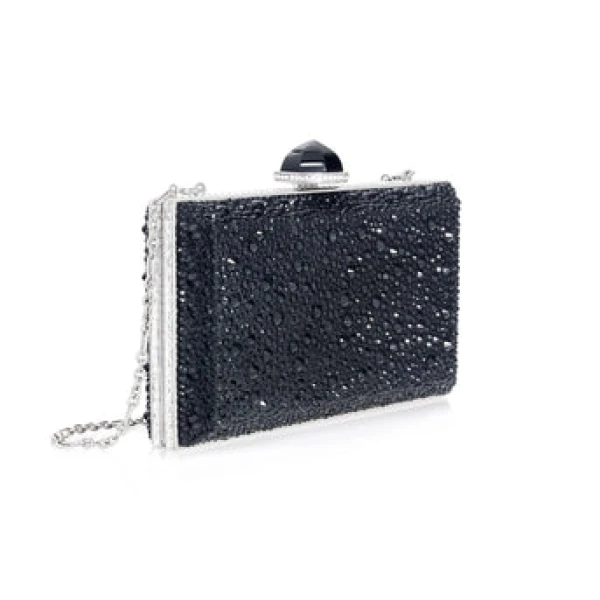 Judith Leiber Skylar Crystal Caviar Black - Judith Leiber Crystal Clutch - Luxury Evening Bag - Shop at Luxury Shoes 