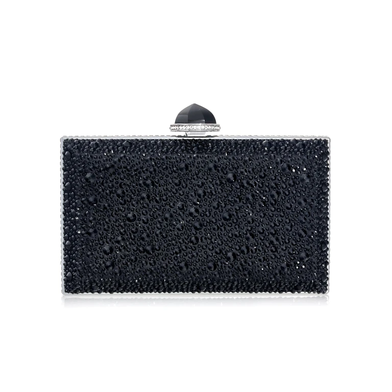 Judith Leiber Skylar Crystal Caviar Black - Judith Leiber Crystal Clutch - Luxury Evening Bag - Shop at Luxury Shoes 