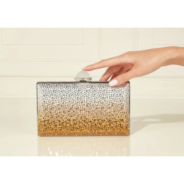 Judith Leiber Skylar Crystal Caviar Gradient Golden - Judith Leiber Crystal Clutch - Luxury Evening Bag - Shop at Luxury Shoes 
