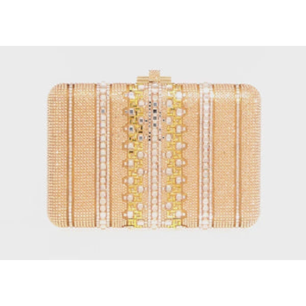 Judith Leiber Slim Slide Crystal Lattice Champagne - Judith Leiber Crystal Clutch - Luxury Evening Bag - Shop at Luxury Shoes 