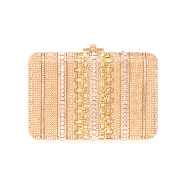 Judith Leiber Slim Slide Crystal Lattice Champagne - Judith Leiber Crystal Clutch - Luxury Evening Bag - Shop at Luxury Shoes 
