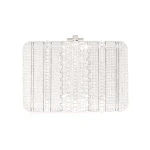 Judith Leiber Slim Slide Crystal Lattice Silver - Judith Leiber Crystal Clutch - Luxury Evening Bag - Shop at Luxury Shoes 