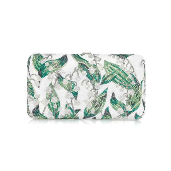 Judith Leiber Smooth Rectangle Lily Belles - Judith Leiber Crystal Clutch - Luxury Evening Bag - Shop at Luxury Shoes 