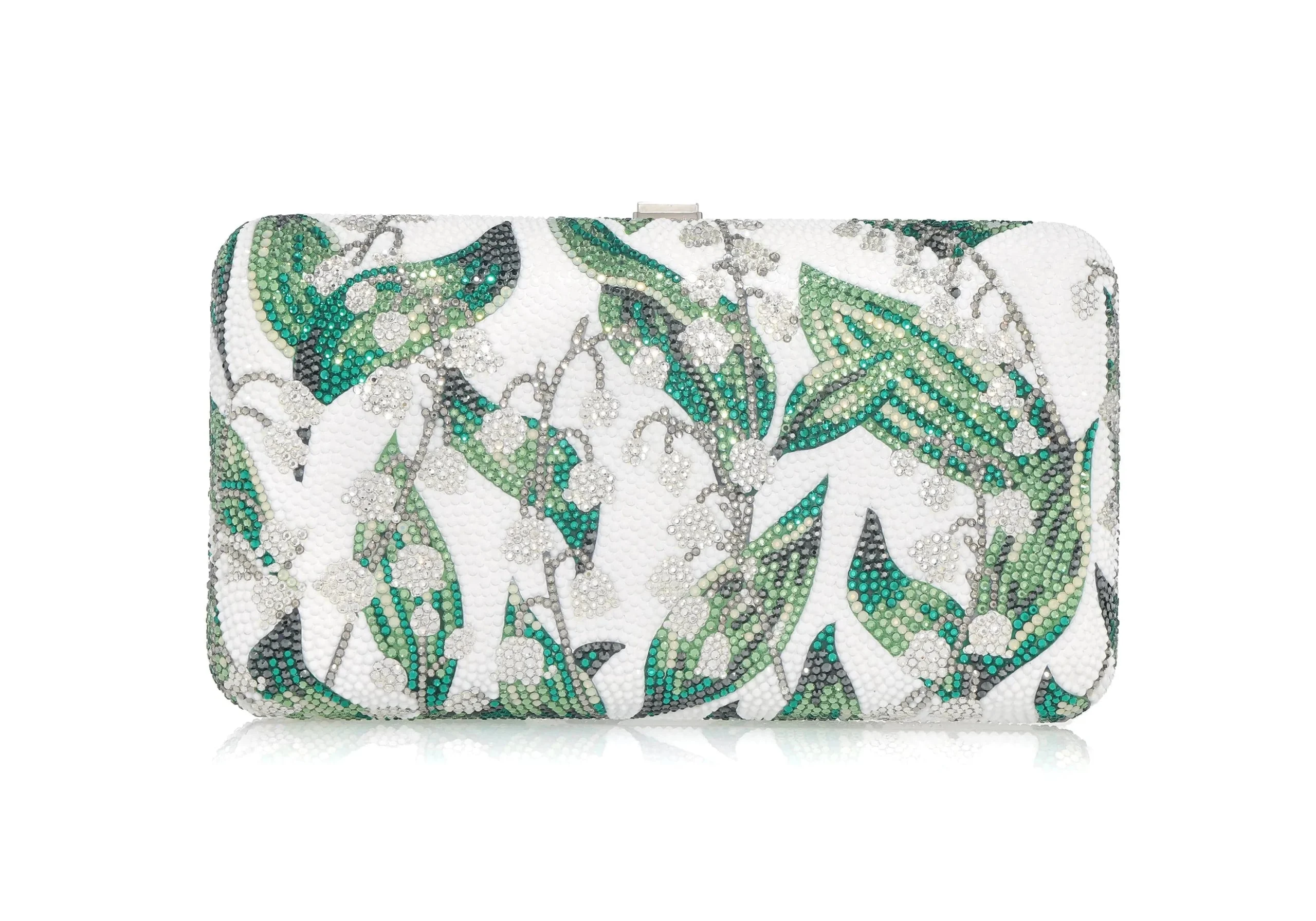 Judith Leiber Smooth Rectangle Lily Belles - Judith Leiber Crystal Clutch - Luxury Evening Bag - Shop at Luxury Shoes 