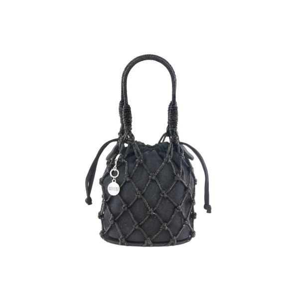 Judith Leiber Sparkle Net Pouch Black - Judith Leiber Crystal Clutch - Luxury Evening Bag - Shop at Luxury Shoes 