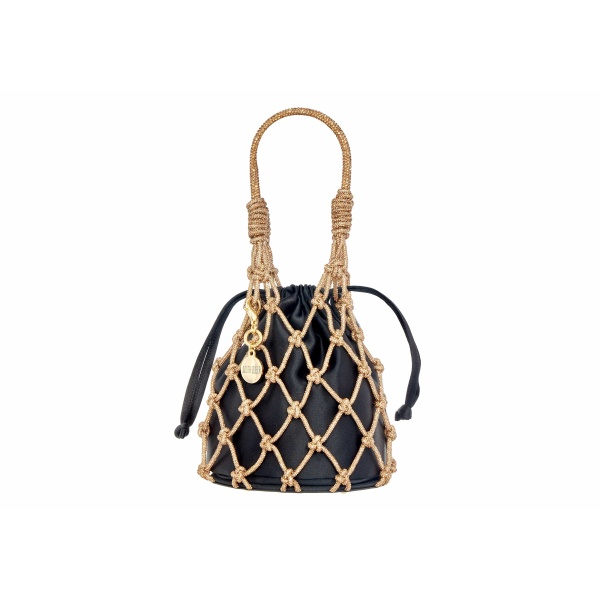 Judith Leiber Sparkle Net Pouch Gold Black - Judith Leiber Crystal Clutch - Luxury Evening Bag - Shop at Luxury Shoes 