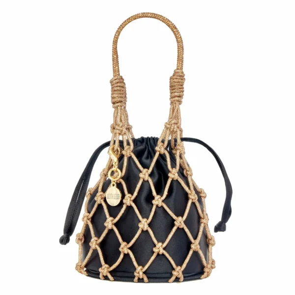 Judith Leiber Sparkle Net Pouch Gold Black