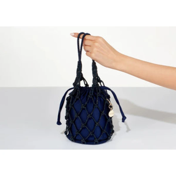 Judith Leiber Sparkle Net Pouch Navy - Judith Leiber Crystal Clutch - Luxury Evening Bag - Shop at Luxury Shoes 