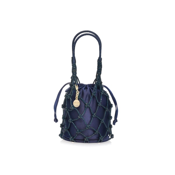 Judith Leiber Sparkle Net Pouch Navy - Judith Leiber Crystal Clutch - Luxury Evening Bag - Shop at Luxury Shoes 