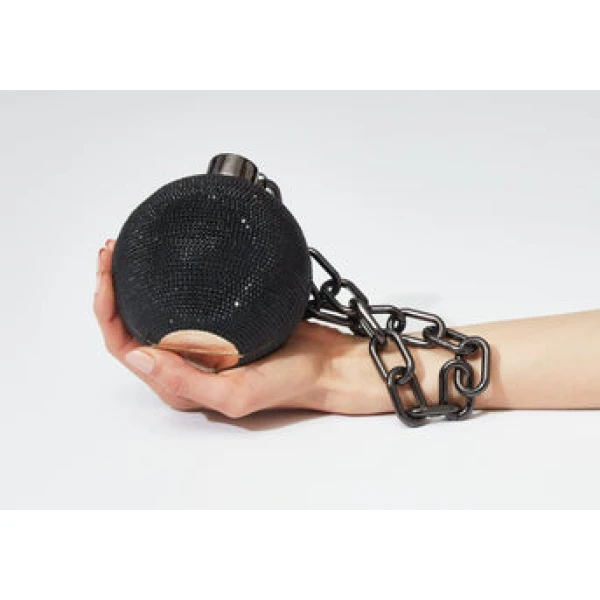 Judith Leiber Sphere Ball And Chain Black - Judith Leiber Crystal Clutch - Luxury Evening Bag - Shop at Luxury Shoes 