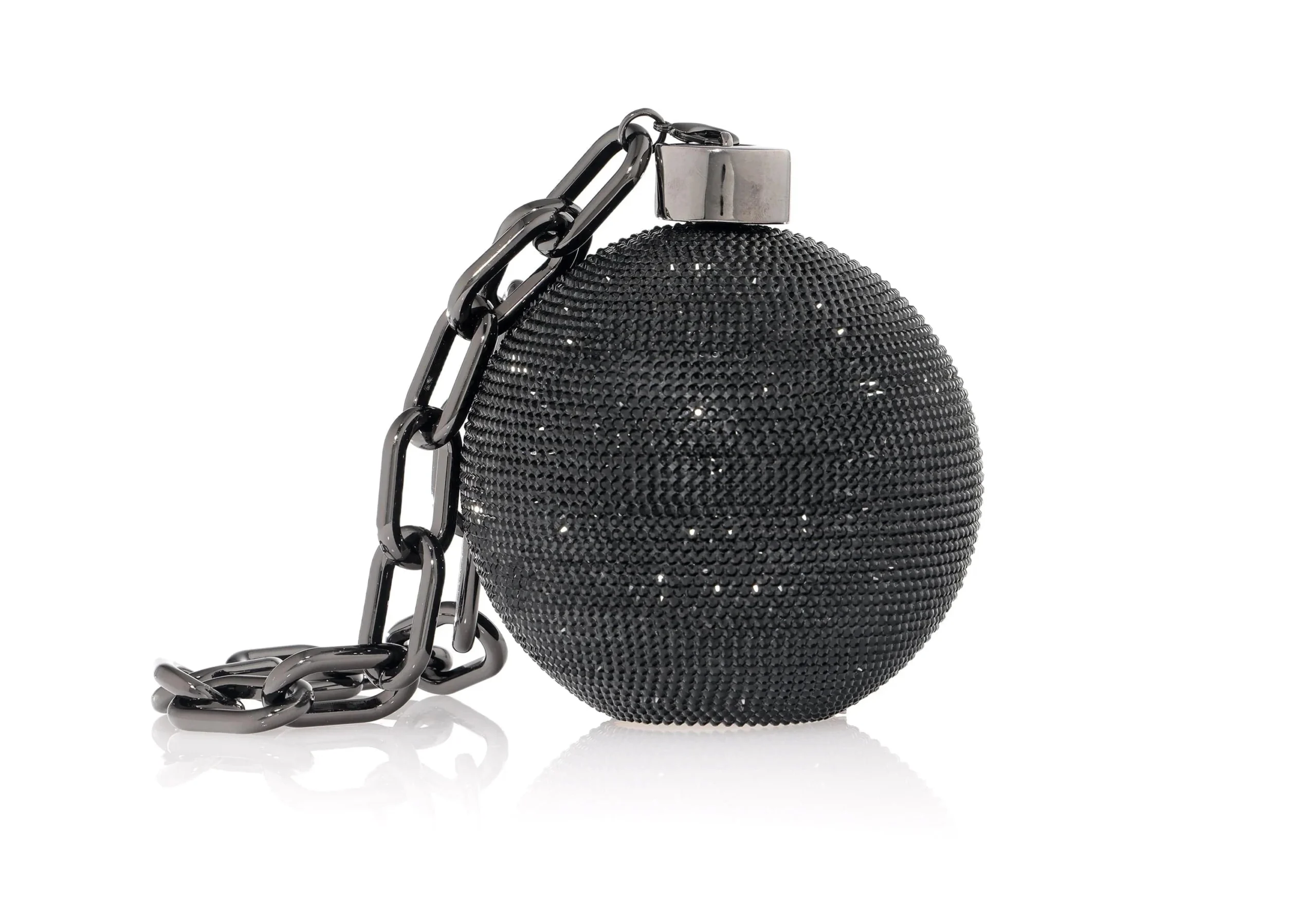Judith Leiber Sphere Ball And Chain Black - Judith Leiber Crystal Clutch - Luxury Evening Bag - Shop at Luxury Shoes 