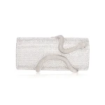 Judith Leiber Spiral Snake Cylinder Silver - Judith Leiber Crystal Clutch - Luxury Evening Bag - Shop at Luxury Shoes 