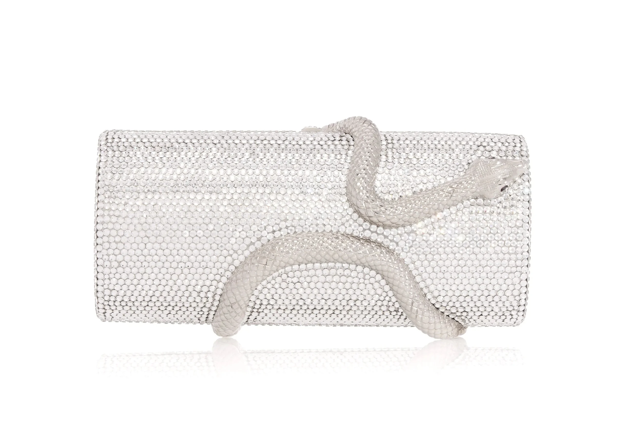 Judith Leiber Spiral Snake Cylinder Silver - Judith Leiber Crystal Clutch - Luxury Evening Bag - Shop at Luxury Shoes 