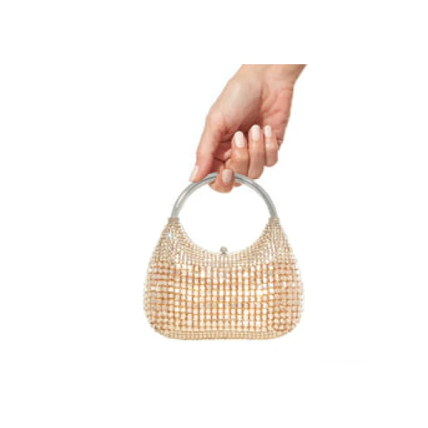 Judith Leiber Top Handle Squares Champagne - Judith Leiber Crystal Clutch - Luxury Evening Bag - Shop at Luxury Shoes 