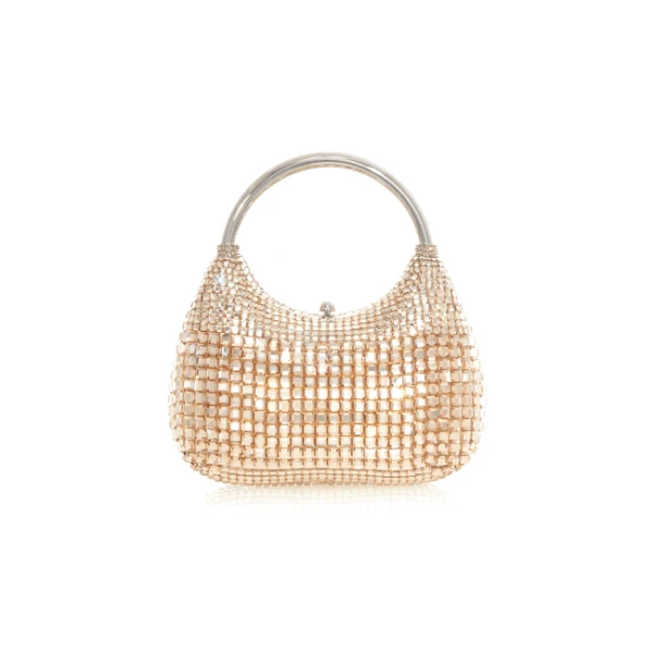 Judith Leiber Top Handle Squares Champagne - Judith Leiber Crystal Clutch - Luxury Evening Bag - Shop at Luxury Shoes 