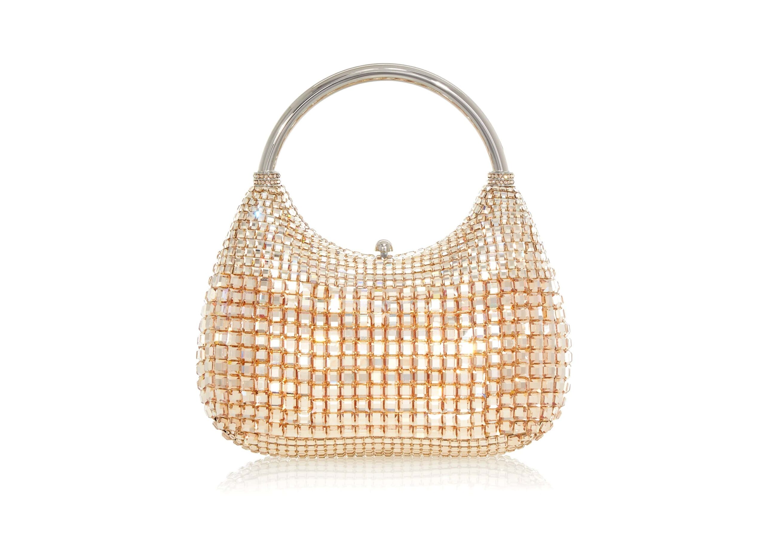 Judith Leiber Top Handle Squares Champagne - Judith Leiber Crystal Clutch - Luxury Evening Bag - Shop at Luxury Shoes 