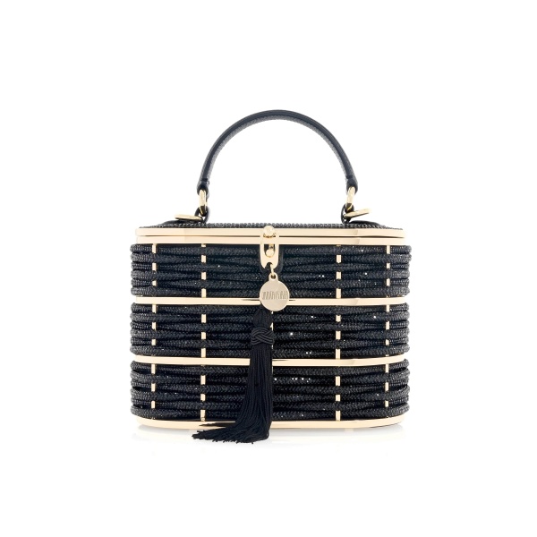 Judith Leiber Willow Crystal Woven Top Handle Black - Judith Leiber Crystal Clutch - Luxury Evening Bag - Shop at Luxury Shoes 
