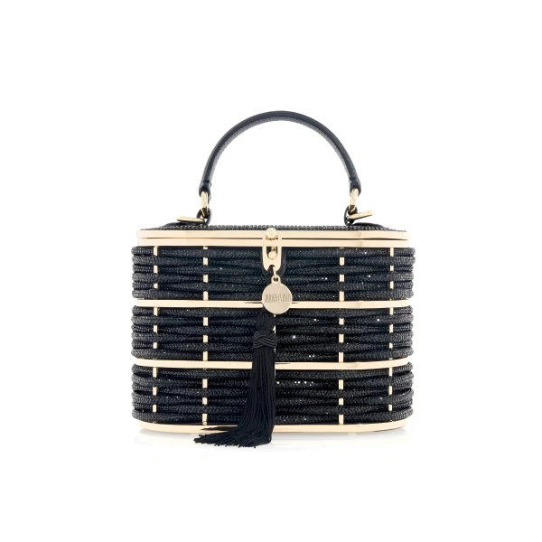 Judith Leiber Willow Crystal Woven Top Handle Black - Judith Leiber Crystal Clutch - Luxury Evening Bag - Shop at Luxury Shoes 