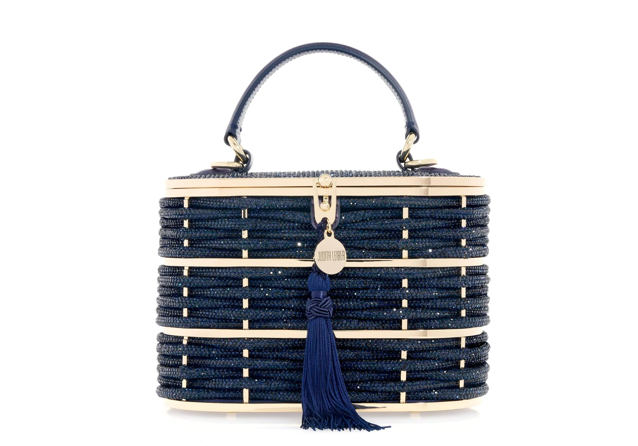 Judith Leiber Willow Crystal Woven Top Handle Navy - Judith Leiber Crystal Clutch - Luxury Evening Bag - Shop at Luxury Shoes 