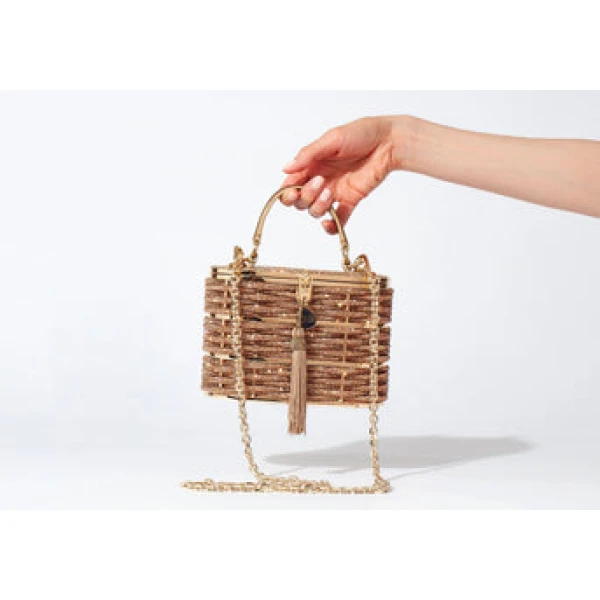 Judith Leiber Willow Crystal Woven Top Handle Topaz - Judith Leiber Crystal Clutch - Luxury Evening Bag - Shop at Luxury Shoes 