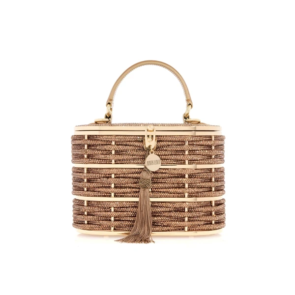 Judith Leiber Willow Crystal Woven Top Handle Topaz - Judith Leiber Crystal Clutch - Luxury Evening Bag - Shop at Luxury Shoes 