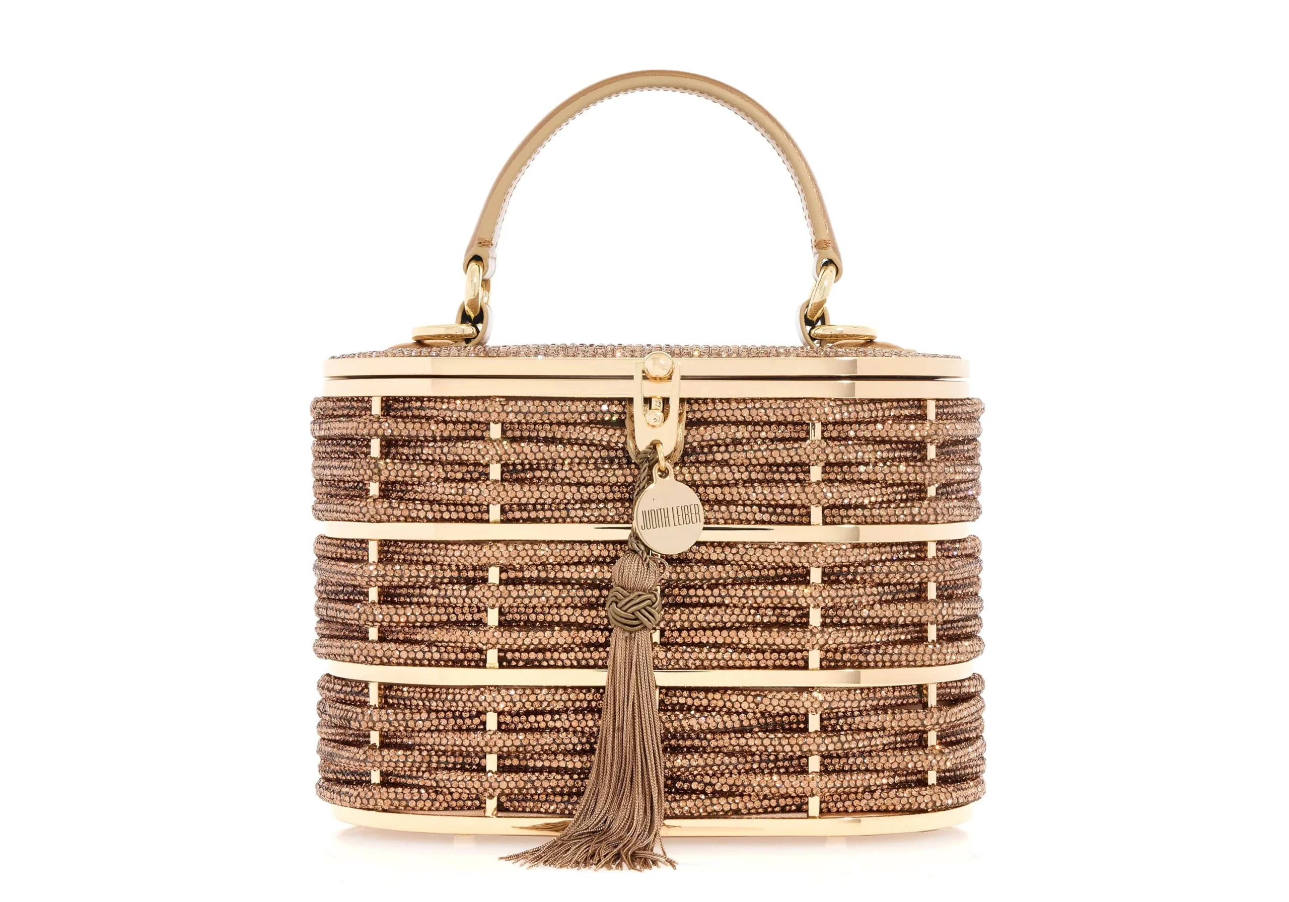 Judith Leiber Willow Crystal Woven Top Handle Topaz - Judith Leiber Crystal Clutch - Luxury Evening Bag - Shop at Luxury Shoes 