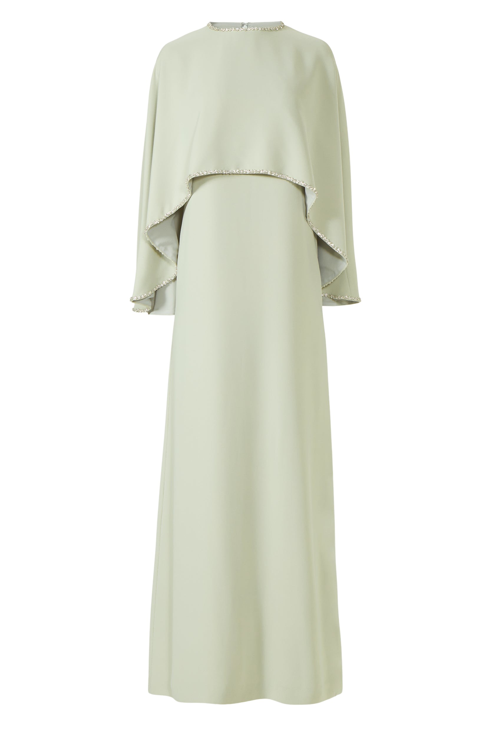 Costarellos Karolina Crepe Cape Column Gown