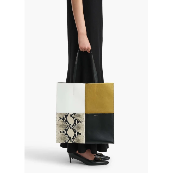 Khaite Piper Patchwork Tote - Khaite Totes & Top-Handle Bags - The Lotus Tote Bag - Shop at Luxury Shoes 