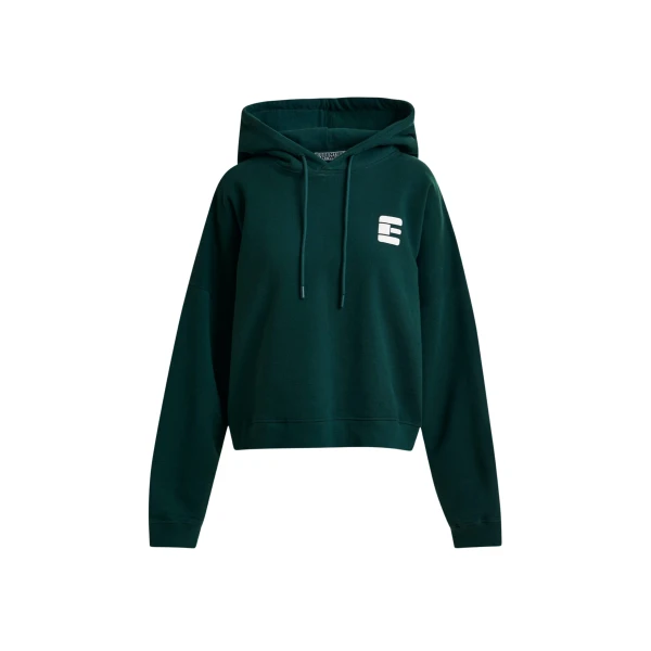 Essentiel Antwerp Khaki and white oversized cotton hoodie with "fearless"-print - Essentiel Antwerp Hoodies - Colorful Belgian Design - Shop at Luxury Shoes 