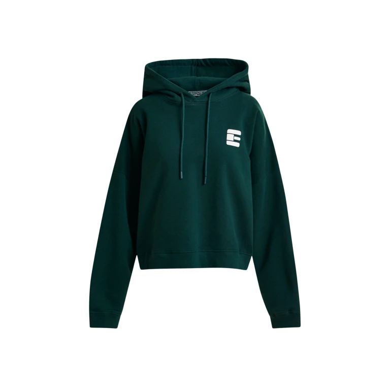 Essentiel Antwerp Khaki and white oversized cotton hoodie with "fearless"-print - Essentiel Antwerp Hoodies - Colorful Belgian Design - Shop at Luxury Shoes 