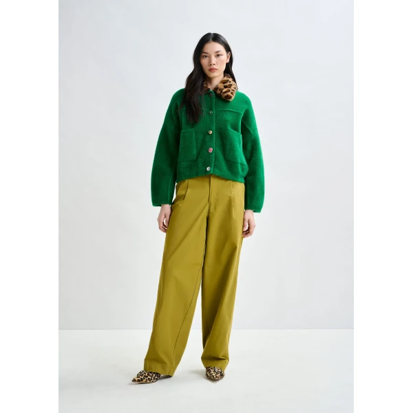 Essentiel Antwerp Khaki tapered-leg pants - Essentiel Antwerp Pants - Colorful Belgian Design - Shop at Luxury Shoes 