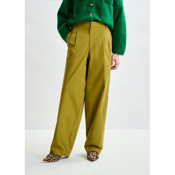 Essentiel Antwerp Khaki tapered-leg pants - Essentiel Antwerp Pants - Colorful Belgian Design - Shop at Luxury Shoes 