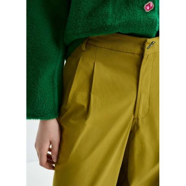Essentiel Antwerp Khaki tapered-leg pants - Essentiel Antwerp Pants - Colorful Belgian Design - Shop at Luxury Shoes 