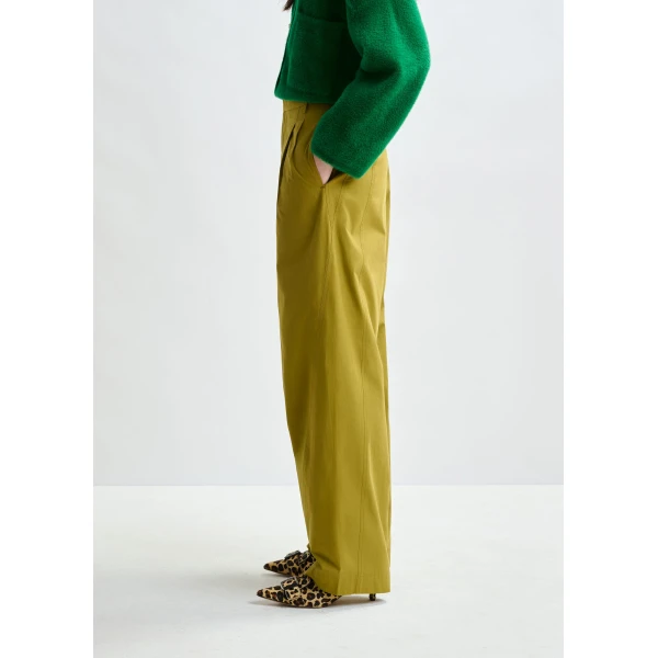 Essentiel Antwerp Khaki tapered-leg pants - Essentiel Antwerp Pants - Colorful Belgian Design - Shop at Luxury Shoes 