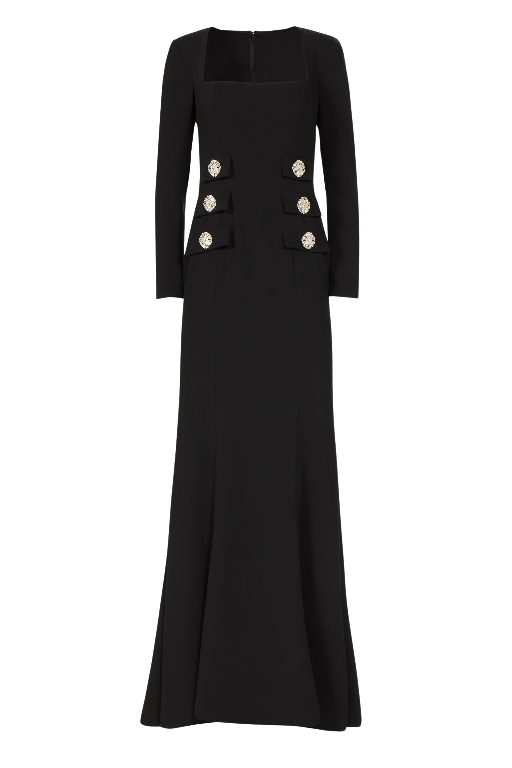 Costarellos Kienna Crepe Square-Neck Gown