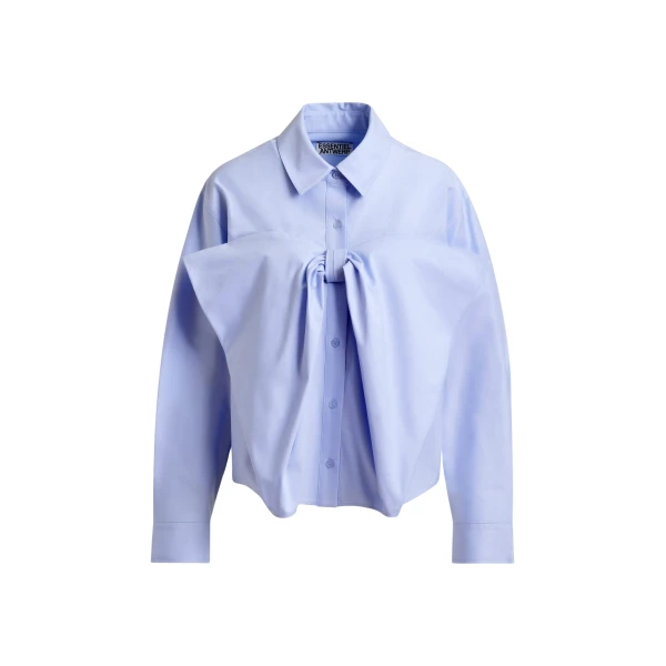 Essentiel Antwerp Light blue bow-detailed cotton-blend shirt - Essentiel Antwerp Shirts - Colorful Belgian Design - Shop at Luxury Shoes 